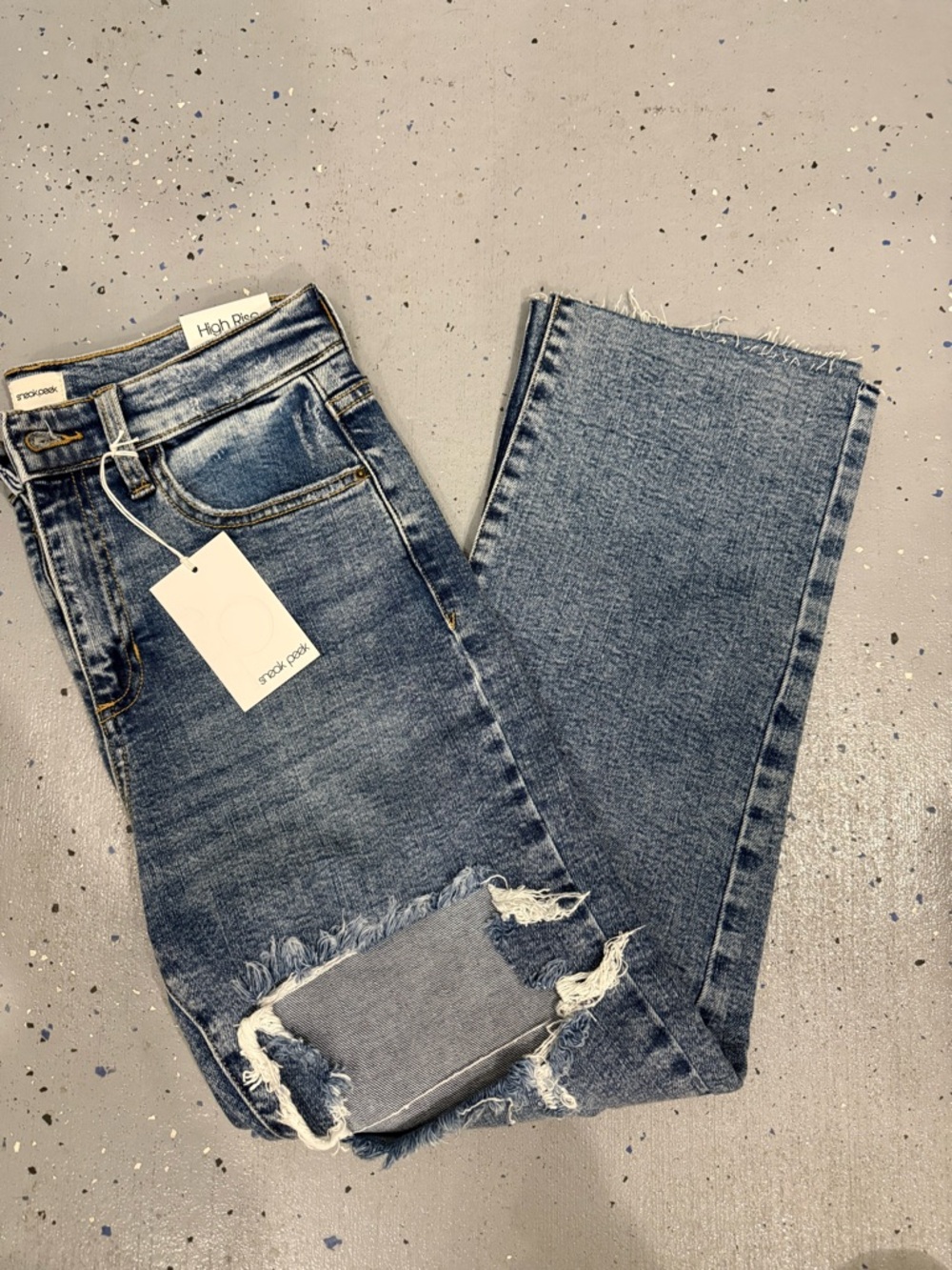 Sneak Peek High-Rise Distressed Jeans - Blue